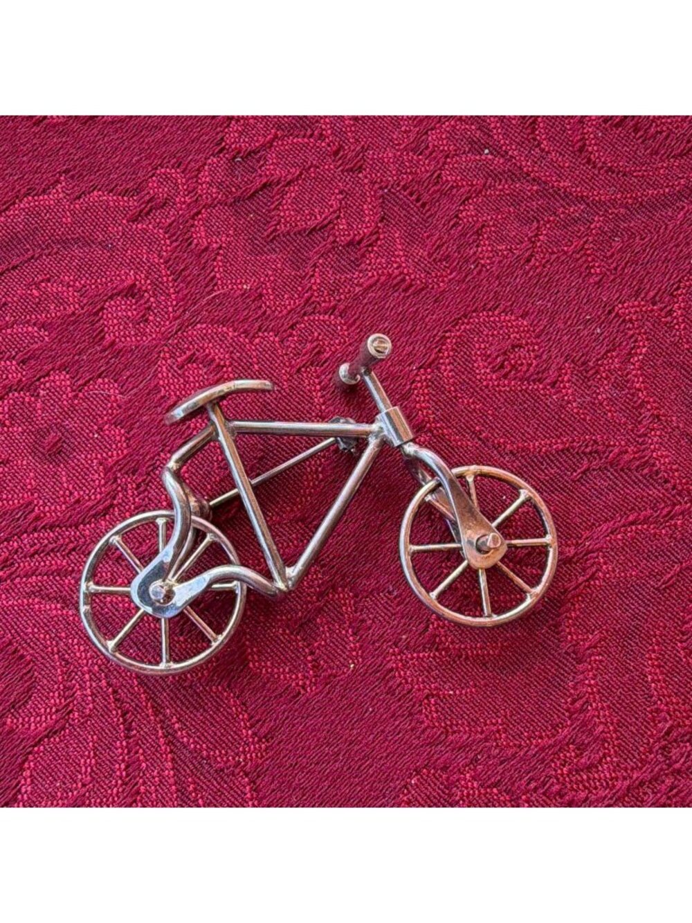 Vintage Taxco Mexico 925 Sterling Silver Bicycle Brooch Pin Articulated Moving